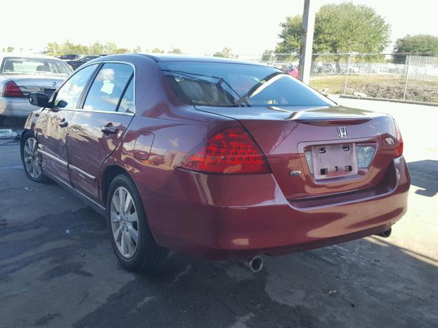 1HGCM66407A074605 - 2007 HONDA ACCORD SE BURGUNDY photo 3