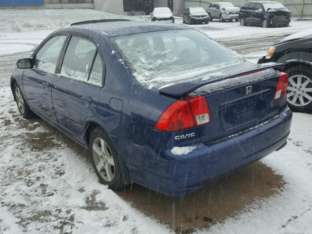 1HGES26814L011040 - 2004 HONDA CIVIC EX BLUE photo 3