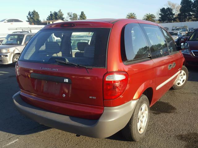 1B4GP25361B236230 - 2001 DODGE CARAVAN SE RED photo 4