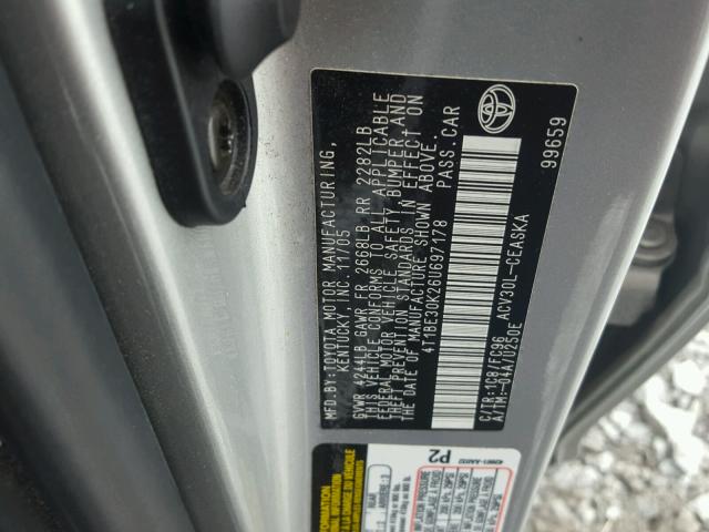 4T1BE30K26U697178 - 2006 TOYOTA CAMRY LE SILVER photo 10