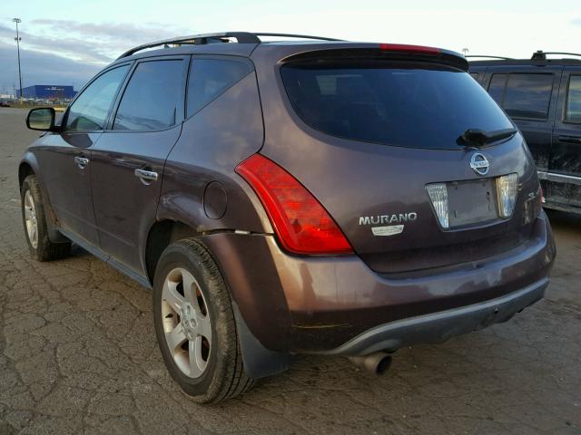 JN8AZ08T93W105862 - 2003 NISSAN MURANO SL BROWN photo 3