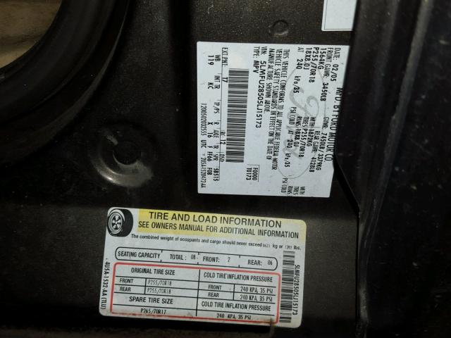 5LMFU28505LJ15173 - 2005 LINCOLN NAVIGATOR GRAY photo 10