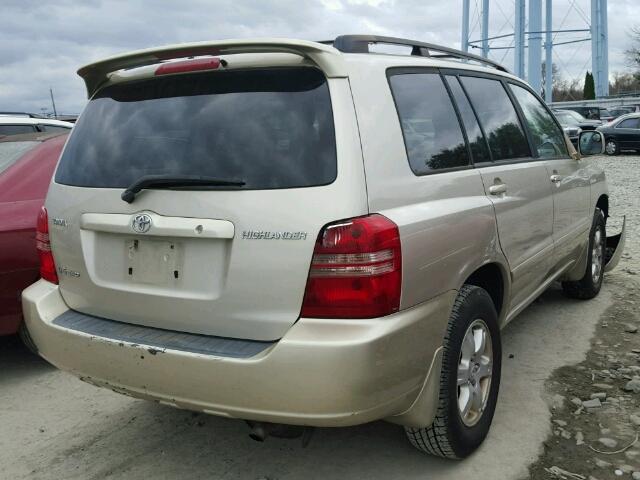 JTEHF21A720091190 - 2002 TOYOTA HIGHLANDER TAN photo 4