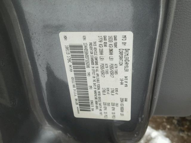 1D4HB58N95F526208 - 2005 DODGE DURANGO LI GRAY photo 10