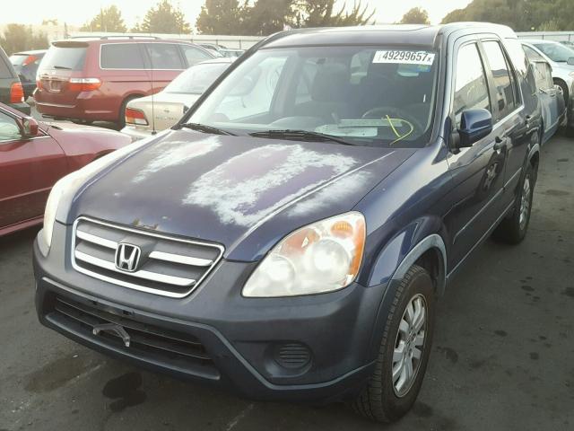 JHLRD78895C013465 - 2005 HONDA CR-V EX BLUE photo 2