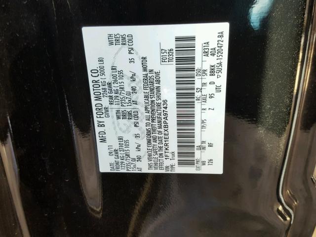 1FTKR1EEXBPA97436 - 2011 FORD RANGER SUP BLACK photo 10