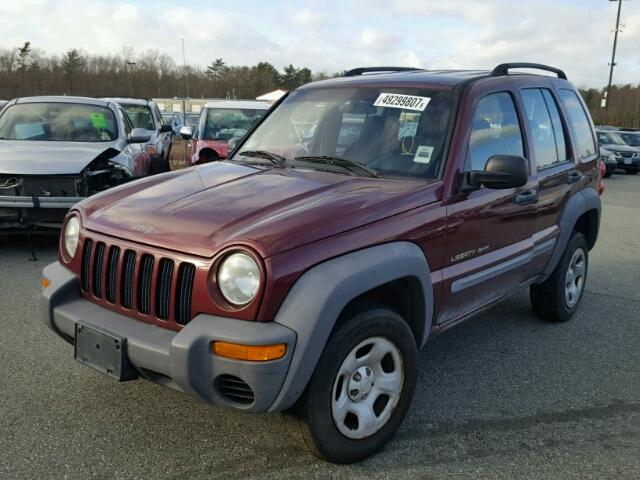 1J4GL48K72W126918 - 2002 JEEP LIBERTY SP MAROON photo 2