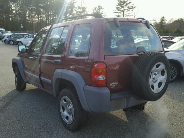 1J4GL48K72W126918 - 2002 JEEP LIBERTY SP MAROON photo 3