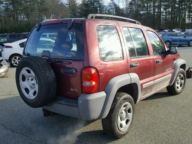 1J4GL48K72W126918 - 2002 JEEP LIBERTY SP MAROON photo 4