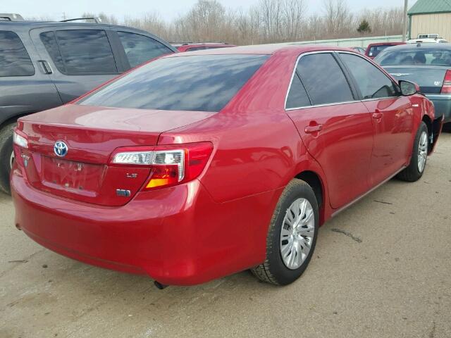 4T1BD1FK2CU053755 - 2012 TOYOTA CAMRY HYBR RED photo 4