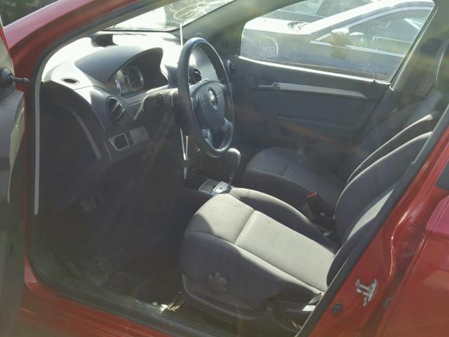 KL1TD56E29B343483 - 2009 CHEVROLET AVEO LS RED photo 5