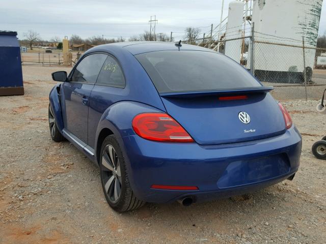 3VWVA7ATXCM616873 - 2012 VOLKSWAGEN BEETLE TUR BLUE photo 3