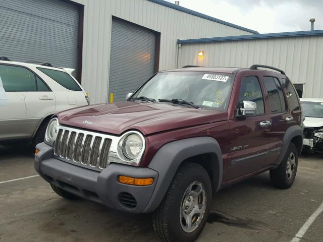 1J4GL48K23W699761 - 2003 JEEP LIBERTY SP MAROON photo 2