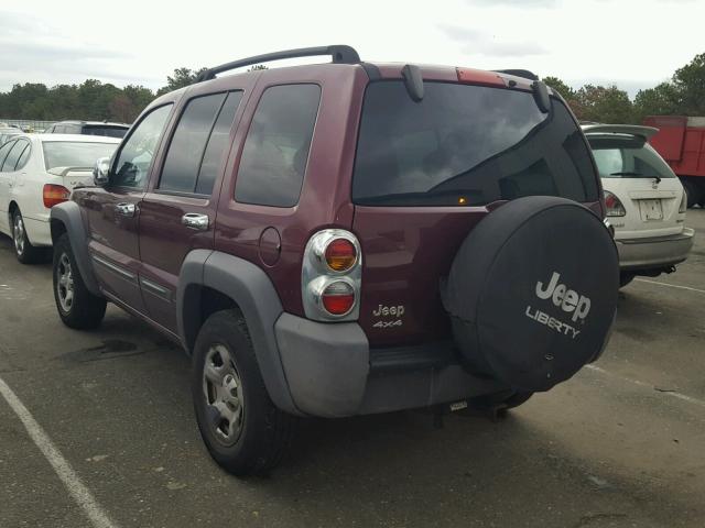 1J4GL48K23W699761 - 2003 JEEP LIBERTY SP MAROON photo 3