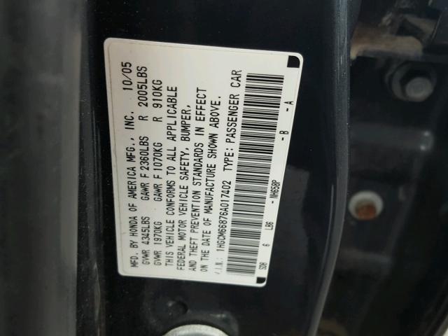 1HGCM66876A017402 - 2006 HONDA ACCORD EX GRAY photo 10