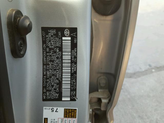 JTDKB20U083347968 - 2008 TOYOTA PRIUS SILVER photo 10