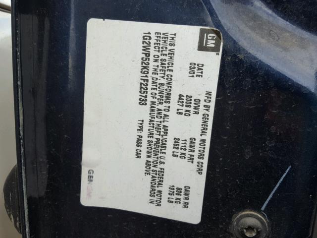 1G2WP52K91F225733 - 2001 PONTIAC GRAND PRIX BLUE photo 10