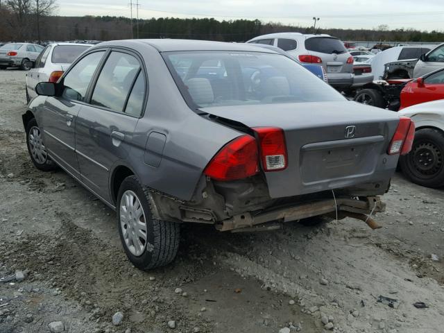 2HGES15535H555457 - 2005 HONDA CIVIC LX GRAY photo 3