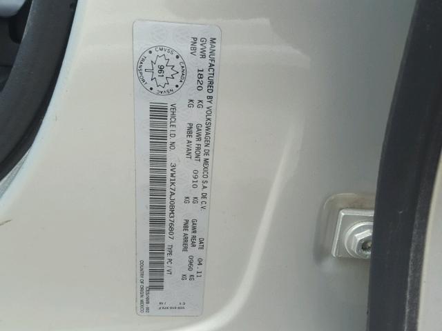 3VW1K7AJ0BM376807 - 2011 VOLKSWAGEN JETTA BASE BEIGE photo 10