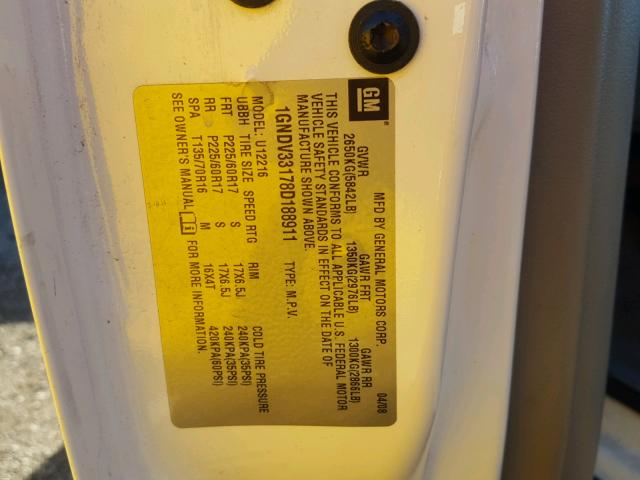 1GNDV33178D188911 - 2008 CHEVROLET UPLANDER L 白色 照片 10