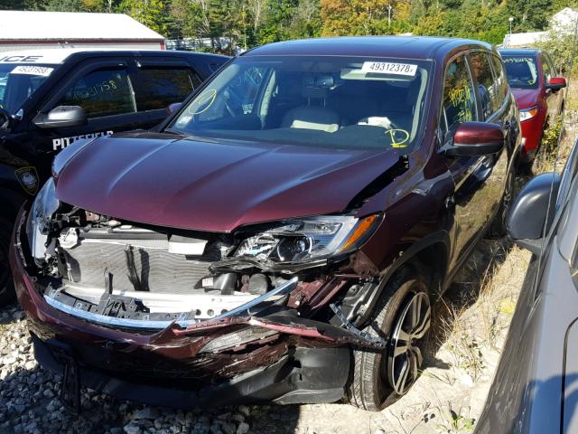 5FNYF6H77GB092659 - 2016 HONDA PILOT EXLN MAROON photo 2