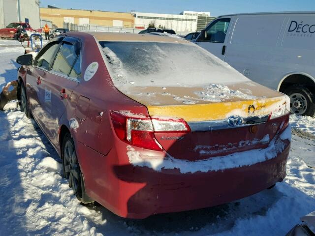 4T1BD1FK1EU112250 - 2014 TOYOTA CAMRY HYBR RED photo 3