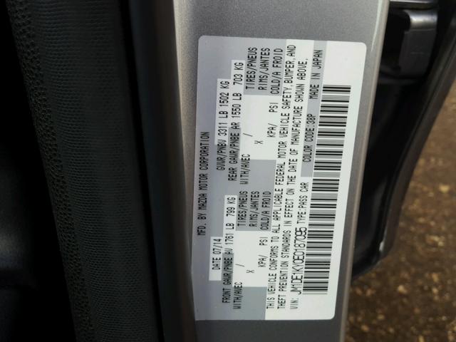 JM1DE1KY0E0187095 - 2014 MAZDA MAZDA2 SPO 银色 照片 10