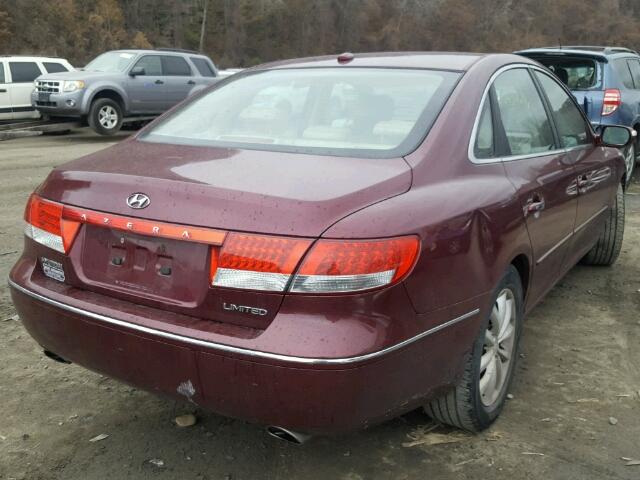 KMHFC46F98A316891 - 2008 HYUNDAI AZERA SE RED photo 4