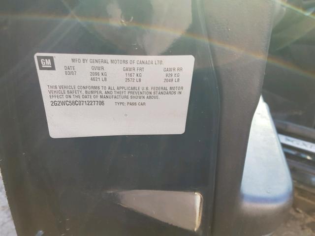 2G2WC58C071227706 - 2007 PONTIAC GRAND PRIX შავი ფოტო 10