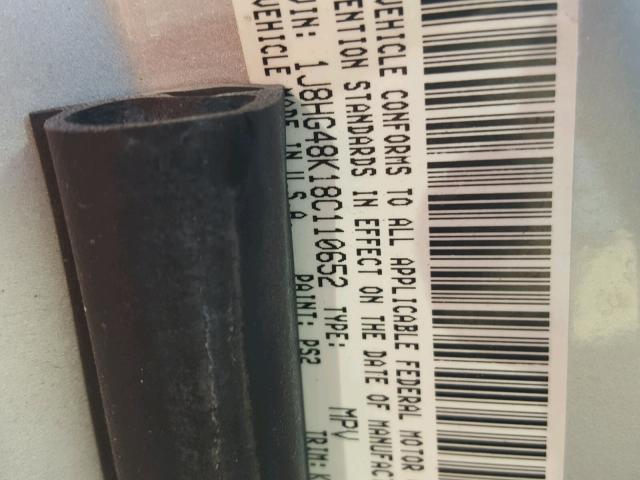 1J8HG48K18C110652 - 2008 JEEP COMMANDER Gümüş foto 10