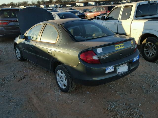 1B3ES46C01D157533 - 2001 DODGE NEON SE GREEN photo 3