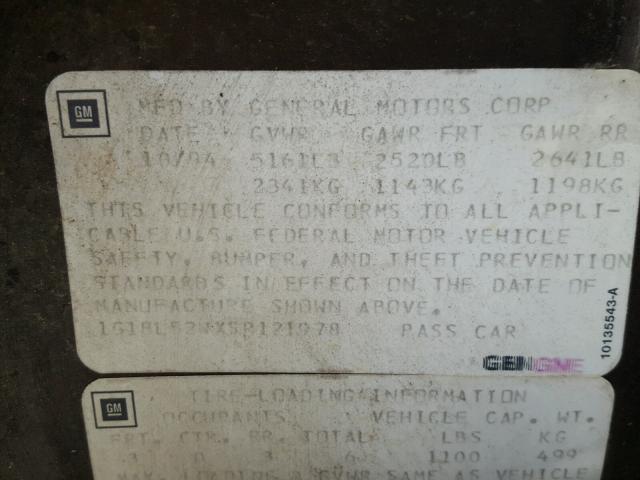 1G1BL52WXSR121978 - 1995 CHEVROLET CAPRICE CL 蓝色 照片 10