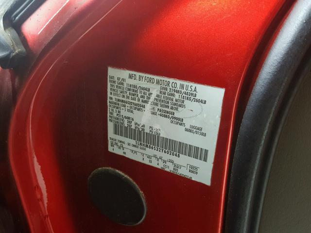 1LNHM86S32Y602048 - 2002 LINCOLN LS RED photo 10