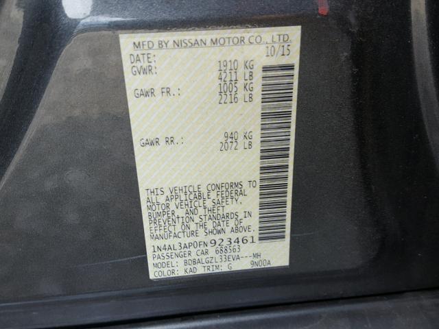 1N4AL3AP0FN923461 - 2015 NISSAN ALTIMA 2.5 GRAY photo 10