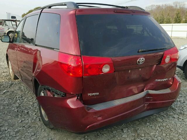 5TDZK23C79S225710 - 2009 TOYOTA SIENNA CE MAROON photo 3