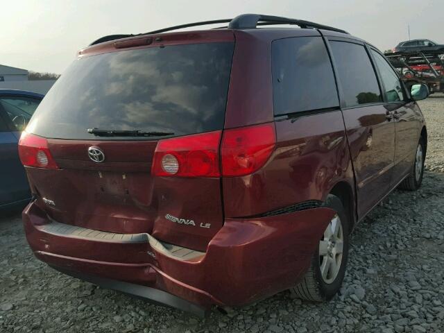 5TDZK23C79S225710 - 2009 TOYOTA SIENNA CE MAROON photo 4