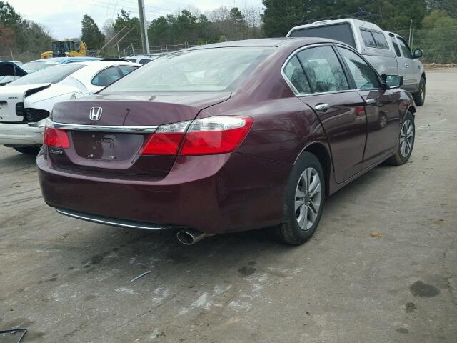 1HGCR2F30EA051372 - 2014 HONDA ACCORD LX RED photo 4