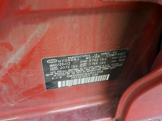 KMHDH4AE4DU501558 - 2013 HYUNDAI ELANTRA GL RED photo 10