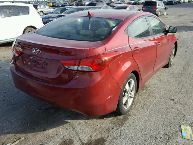 KMHDH4AE4DU501558 - 2013 HYUNDAI ELANTRA GL RED photo 4