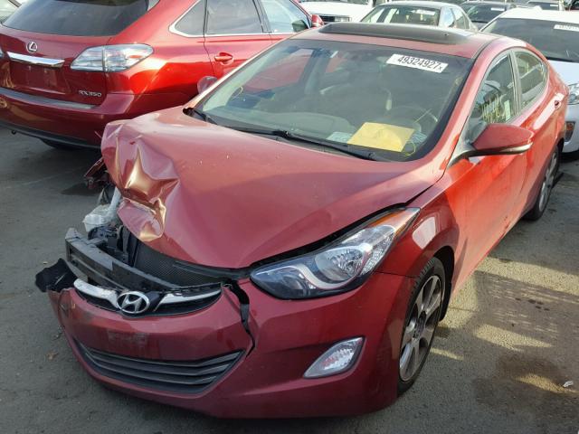 KMHDH4AE6DU511394 - 2013 HYUNDAI ELANTRA GL RED photo 2