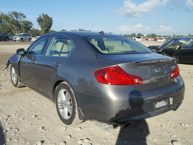 JN1CV6AP7DM303386 - 2013 INFINITI G37 BASE GRAY photo 3