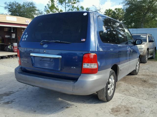 KNDUP131446586180 - 2004 KIA SEDONA EX BLUE photo 4