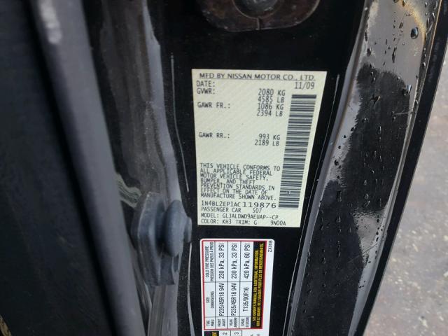 1N4BL2EP1AC119876 - 2010 NISSAN ALTIMA SR BLACK photo 10