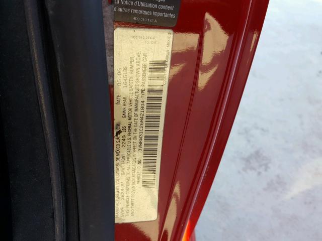 3VWRW31C26M421804 - 2006 VOLKSWAGEN NEW BEETLE წითელი ფოტო 10