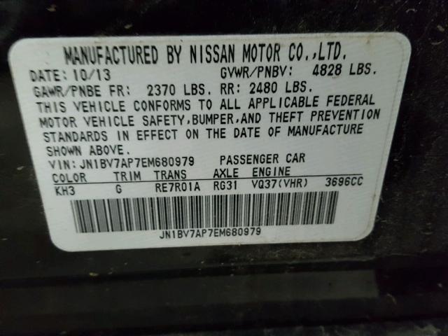 JN1BV7AP7EM680979 - 2014 INFINITI Q50 BASE BLACK photo 10