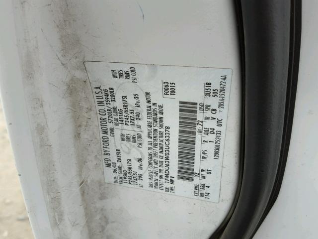 1FMDU63W03UC63378 - 2003 FORD EXPLORER X WHITE photo 10