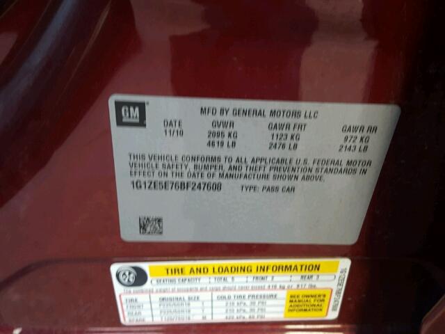 1G1ZE5E76BF247608 - 2011 CHEVROLET MALIBU LTZ 栗色 照片 10