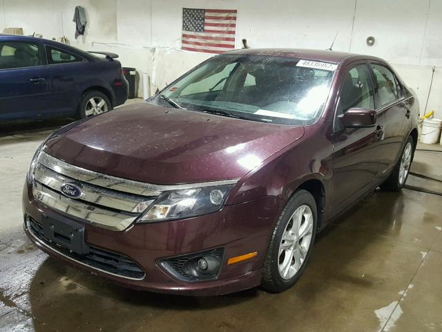 3FAHP0HG1CR333138 - 2012 FORD FUSION SE BURGUNDY photo 2