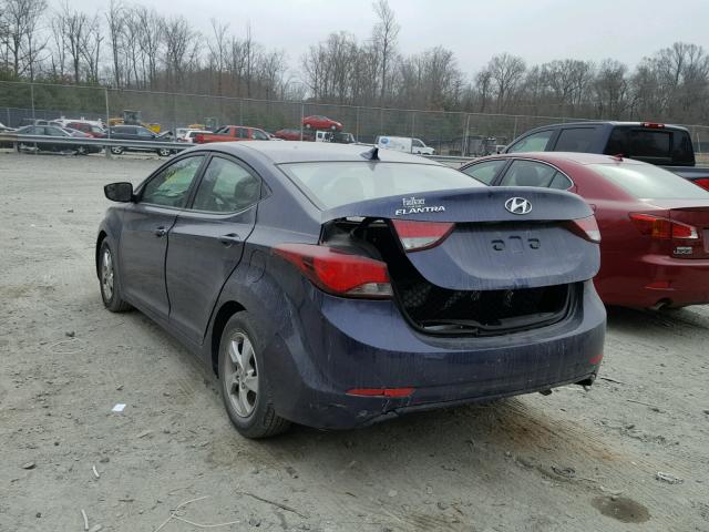 5NPDH4AE6EH469986 - 2014 HYUNDAI ELANTRA SE BLUE photo 3