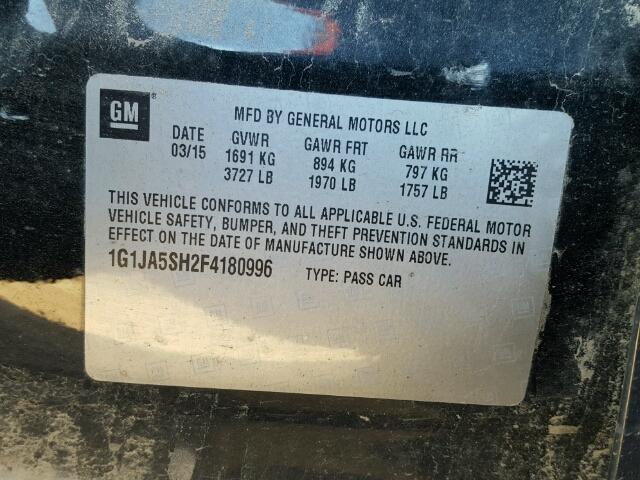 1G1JA5SH2F4180996 - 2015 CHEVROLET SONIC LS Սև լուսանկար 10